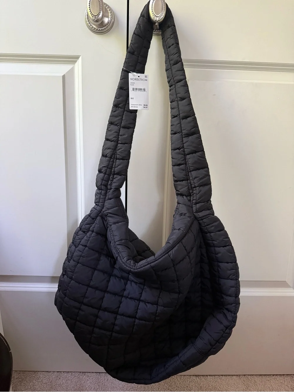 NWT Nordstrom Black Quilted Puffer Bag